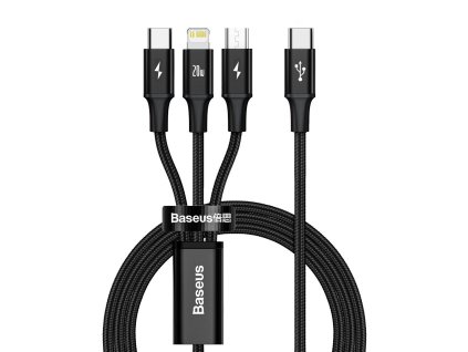 Baseus Rapid Series kábel 3 v 1 USB-C Pre M+L+T 20W 1,5 m čierny