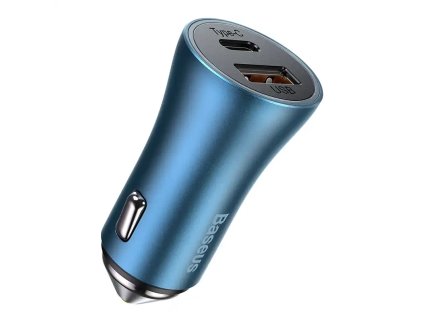 Nabíjačka do auta Baseus Golden Contactor Pro, USB + USB-C, QC4.0+, PD, SCP, 40 W (modrá)