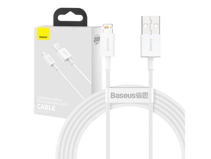 Kábel USB na Lightning Baseus Superior Series, 2,4 A, 2 m (biely)