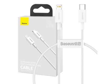 Kábel USB-C na Lightning Baseus Superior Series, 20W, PD, 0,25 m (biely)