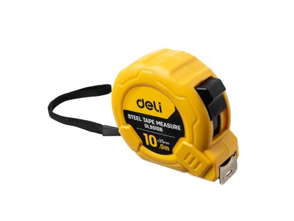 Oceľová meracia páska 10 m/25 mm Deli Tools EDL9010B (žltá)