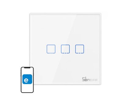 Inteligentný bezdrôtový nástenný vypínač Sonoff T2EU3C-RF 433 MHz (3-kanálový)