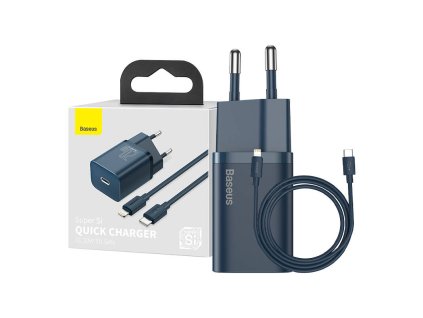 Rýchlonabíjačka Baseus Super Si 1C 20W s káblom USB-C na Lightning 1 m (modrá)