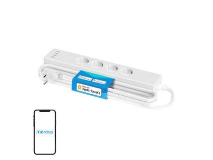 Meross MSS425FHK(EU) Inteligentná napájacia lišta WiFi, 4 zásuvky + 4x USB (HomeKit)