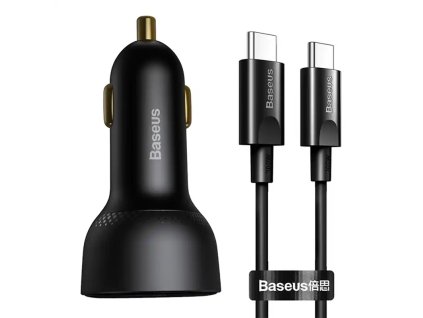 Baseus Superme USB nabíjačka do auta, USB-C, 100 W + USB-C kábel (čierna)