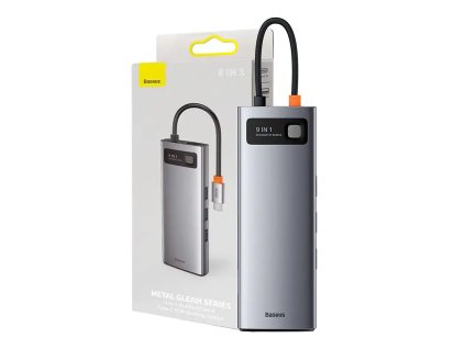 Rozbočovač 9v1 Baseus série Metal Gleam, USB-C na 3x USB 3.0 + HDMI + USB-C PD + Ethernet RJ45 + microSD/SD + VGA