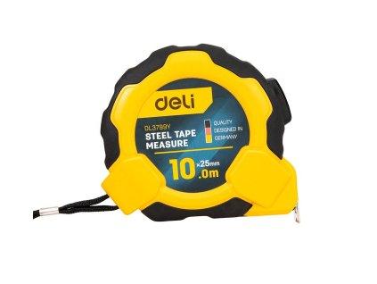 Oceľové meracie pásmo 10m/25mm Deli Tools EDL3799Y (žlté)