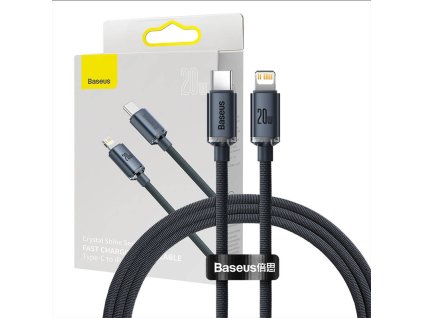 Kábel USB-C na Lightning Baseus Crystal, 20 W, PD, 1,2 m (čierny)