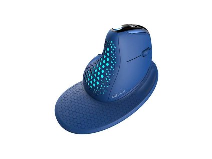 Vertikálna bezdrôtová myš Delux M618XSD BT+2.4G RGB (modrá)