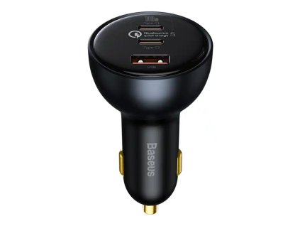 Nabíjačka do auta Baseus Qualcomm, USB, 2x USB-C, 160 W (sivá)