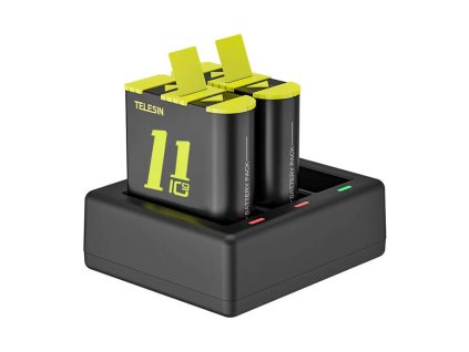 Telesin three-channel charger + 2 batteries for GoPro Hero 9 / 10 / 11 / 12 (GP-BTR-903-B)