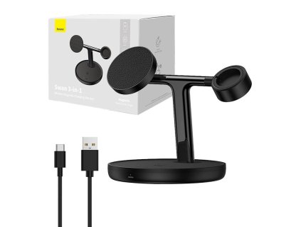 Indukčný nabíjací stojan Baseus 3v1 15W MagSafe ( čierny )