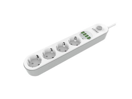 Napájacia lišta so 4 zásuvkami AC, 4x USB, LDNIO SE4432, 2 m (biela)