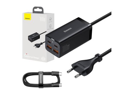 Sieťová nabíjačka Baseus GaN3 Pro 2xUSB-C + 2xUSB, 100W (čierna)