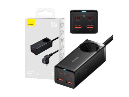 Baseus GaN3 Pro nástenná nabíjačka 2xUSB + 2xUSB-C + AC, 100 W (čierna)