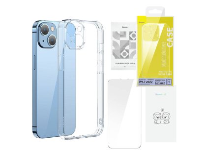 Baseus SuperCeramic Priehľadné puzdro a sada tvrdeného skla pre iPhone 14 Plus