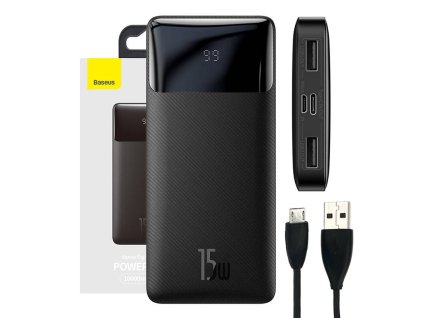 Powerbank Baseus Bipow 10000mAh, 2xUSB, USB-C, 15W (čierna)