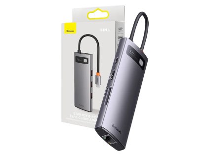 Rozbočovač 8v1 Baseus série StarJoy, USB-C na HDMI + 3 x USB 3.1 + USB-C PD + RJ45 + microSD/SD