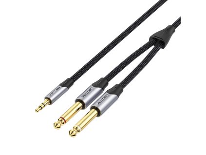 Audio kábel mini jack 3,5 mm na 2x 6,5 mm Vention BARHG 1,5 m (sivý)