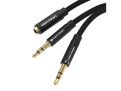 Audio kábel mini jack 3,5 mm samica na 2x mini jack 3,5 mm samec Vention BBLBAB 0,6 m (čierny)