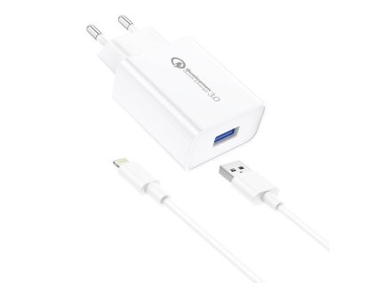 Foneng EU13 18W sieťová nabíjačka + kábel USB na Lightning, 3A (biely)