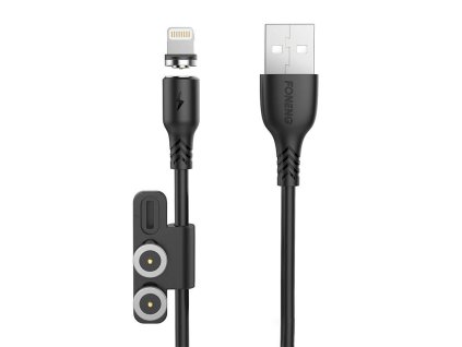 Magnetický kábel 3 v 1 z USB na USB-C / Lightning / Micro USB Foneng X62, 2,4 A, 1 m (čierny)