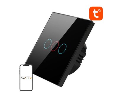 Dotykový spínač WiFi Avatto TS02-EU-B3 Triple TUYA (čierny)