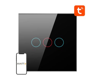 ZigBee Avatto ZTS02-EU-B3 Trojitý dotykový spínač TUYA (čierny)