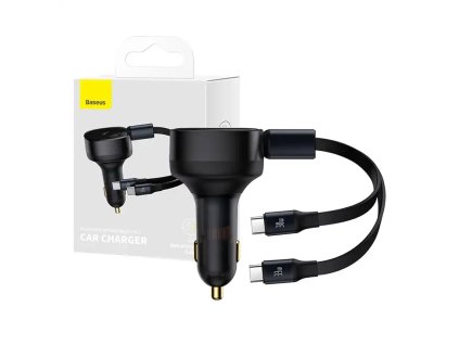 Nabíjačka do auta Baseus Enjoyment s káblami USB-C, 33 W (čierna)