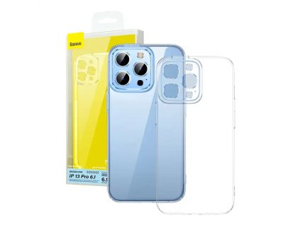 Puzdro na telefón Baseus Crystal pre iPhone 13 Pro (priehľadné) s ochranným krytom displeja z celoplošného tvrdeného skla a čistiacou súpravou