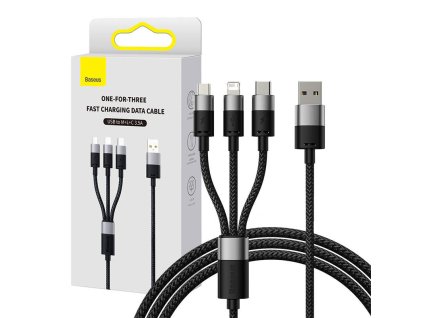 Rýchlonabíjanie USB na M+L+C Baseus StarSpeed 3,5A 0,6 m (čierny)