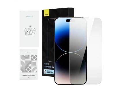 Súkromné tvrdené sklo Baseus Iphone 14 Pro Max (2 ks) s 2 čistiacimi súpravami a prachotesným inštalačným nástrojom