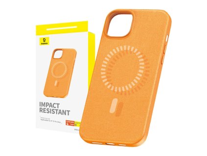 Magnetické puzdro Baseus Fauxther Series na iPhone 15 ProMax (oranžové)