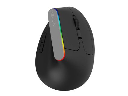 Bezdrôtová vertikálna myš Delux M618C 2,4G 1600DPI RGB (čierna)