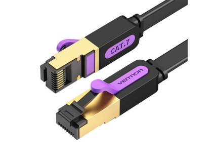 Vention ICABH RJ45 Ethernet 10Gbps 2m plochý sieťový kábel CAT7 UTP čierny