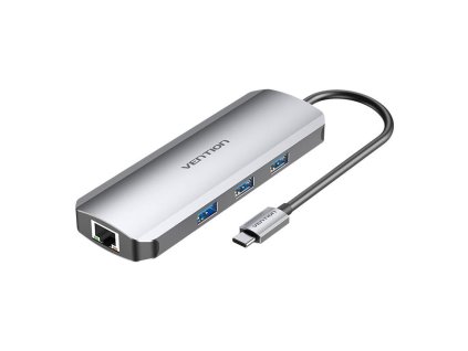Dokovacia stanica s USB-C na HDMI, 3x USB3.0, RJ45, SD, TF, PD 0,15 m Vention TOKHB (sivá)