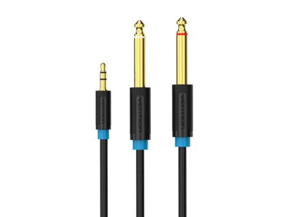 Vention BACBJ 5 m audio kábel TRS 3,5 mm samec na 2x 6,35 mm samec (čierny).