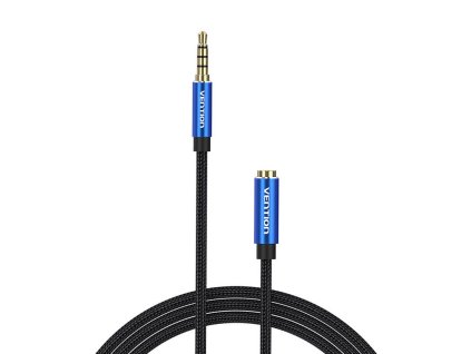 TRRS 3,5 mm samec na 3,5 mm samicu audio kábel Vention BHCLJ 5 m modrý