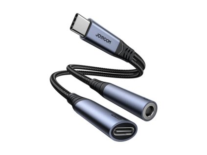 Joyroom SY-C02 2-v-1 audio adaptér z USB-C na 3,5 mm a USB-C (čierny)