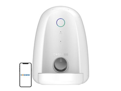 Inteligentný dávkovač krmiva WIFI mini Dogness s plastovou miskou (biely)