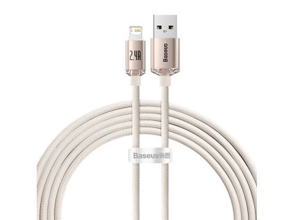 Kábel USB na iP Baseus Crystal Shine, 2,4 A, 2 m (ružový)