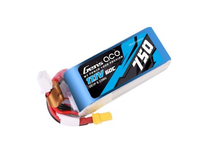 Gens Ace 750mAH 11.1V 60C 3S1P Lipo battery with XT30 connector