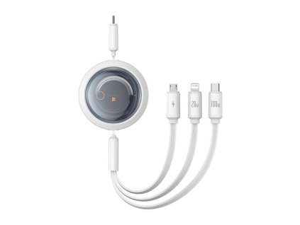 Kábel USB-C 3 v 1 Baseus Free2Draw USB-C/Lightning/Micro 100W, 1,1 m (biely)