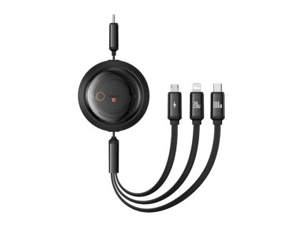 Fast Charging Cable 3in1 Baseus Free2Draw USB-C to USB-C/Lightning/Micro 100W, 1,1m (black)