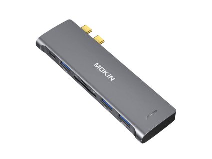 MOKiN USB-C 6 v 2 HUB pre MacBook 3xUSB-A 1xUSB-C 1xSD/MicroSD (strieborný)