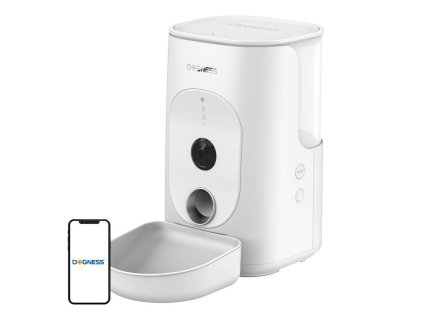 Inteligentný dávkovač krmiva Dogness F15 WiFi 4L s kamerou a plastovou miskou (biely)