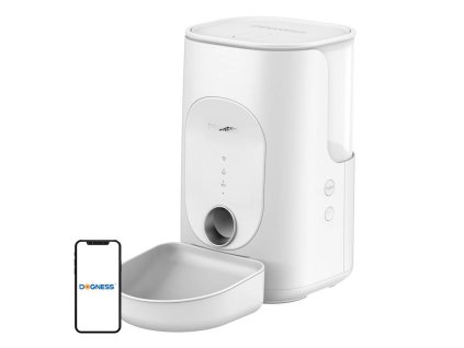 Inteligentný dávkovač krmiva Dogness F16 WiFi 5G 4L s plastovou miskou (biely)