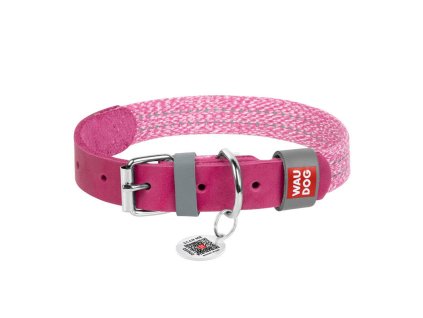 Classic Dog collar with QR code Waudog size M pink