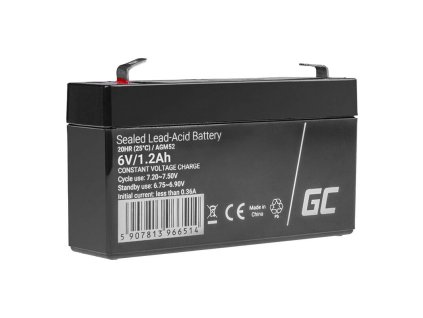 Bezúdržbová batéria AGM VRLA Green Cell AGM52 6V 1,2Ah (pre zabezpečovací systém, pokladňu, hračky)