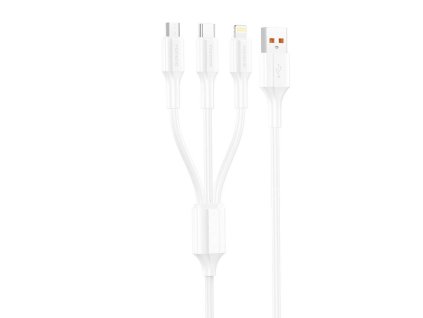 Kábel 3 v 1 z USB na USB-C / Micro USB / Lightning Foneng XS01 , 3A, 1,2 m (biely)